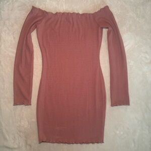Pink Off The Shoulder Bodycon Mini Dress